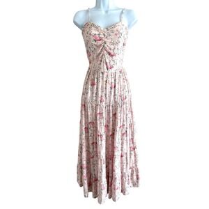Cache Pink Floral Maxi Dress Womens Small Cottagecore Romantic Feminine Coastal